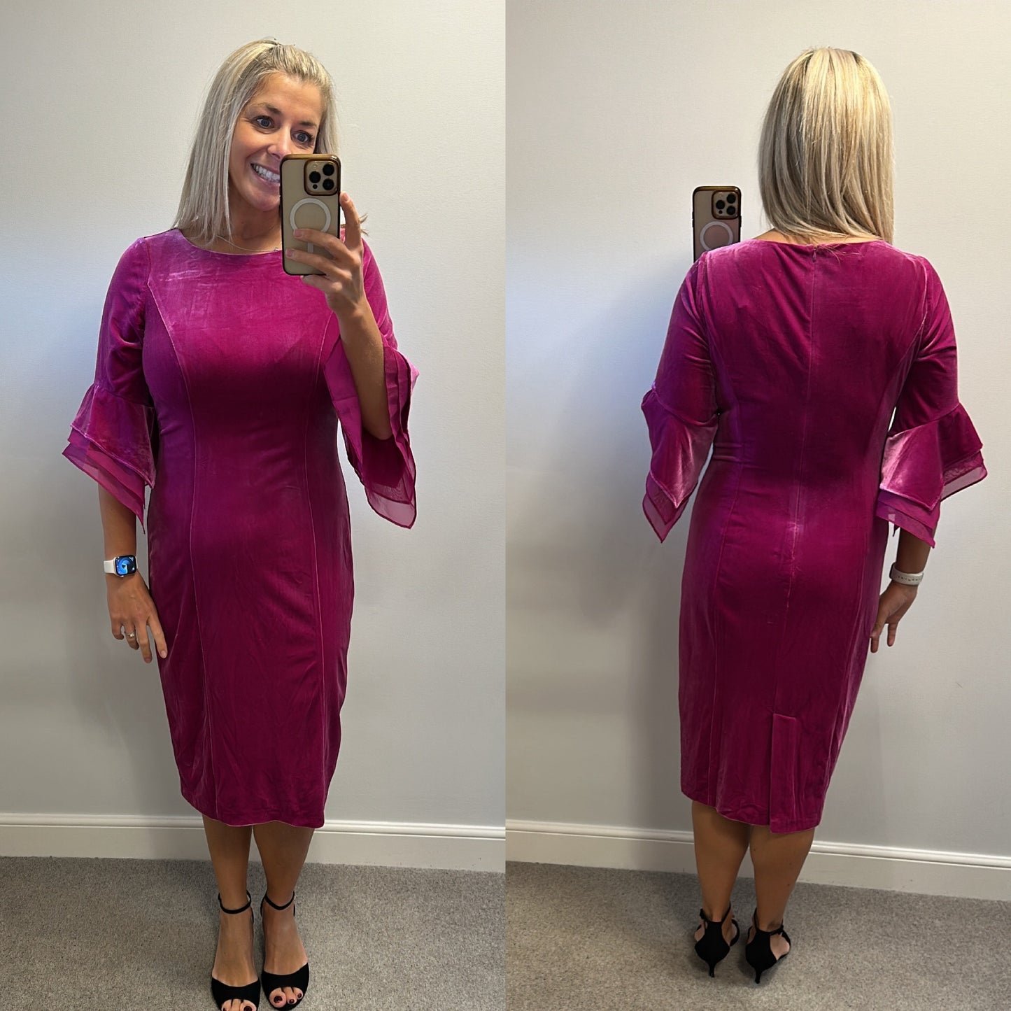 Adrianna Papell purple velvet dress size 14