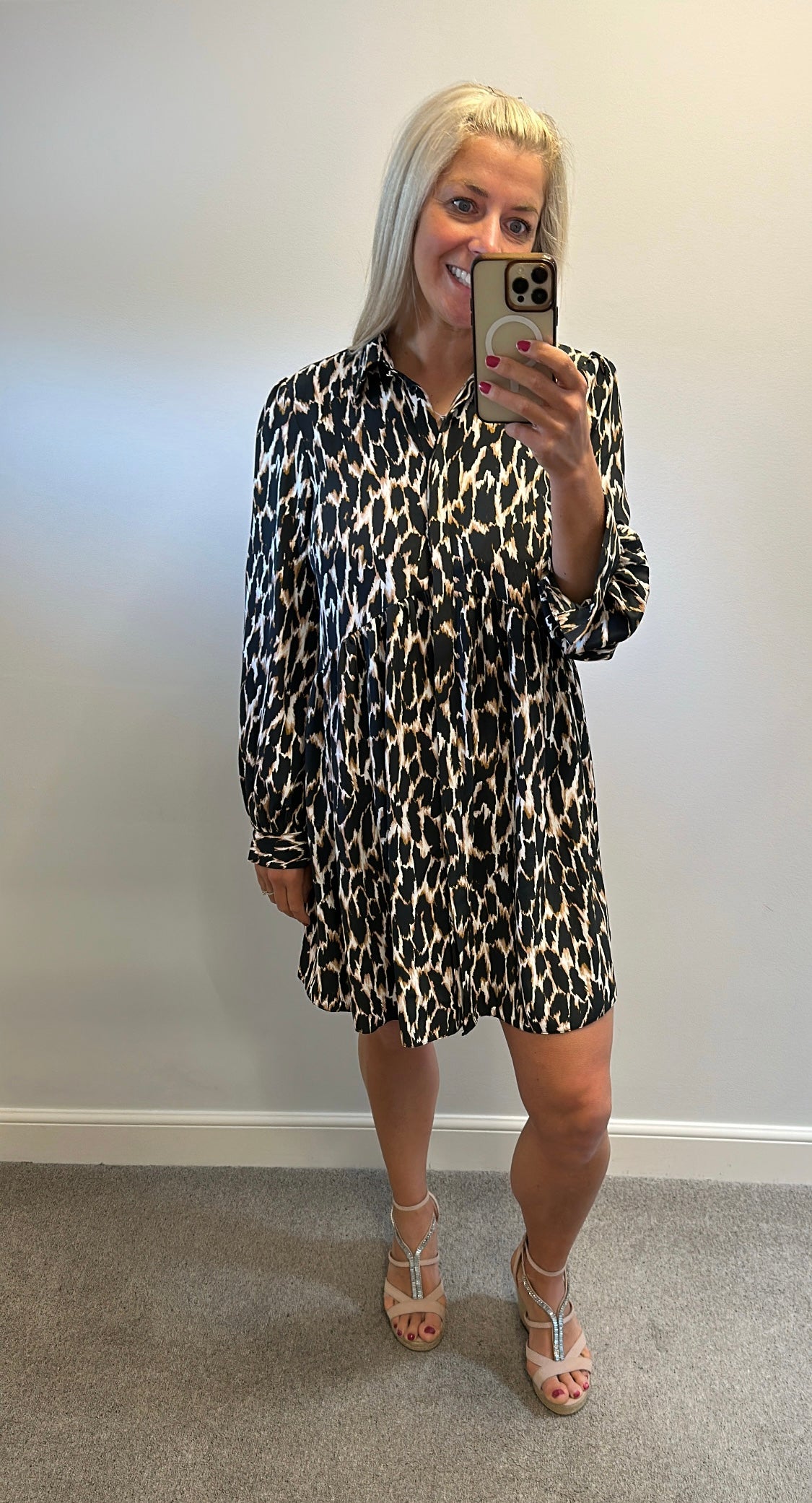 Animal print shirt dress one size fitting upto size 16