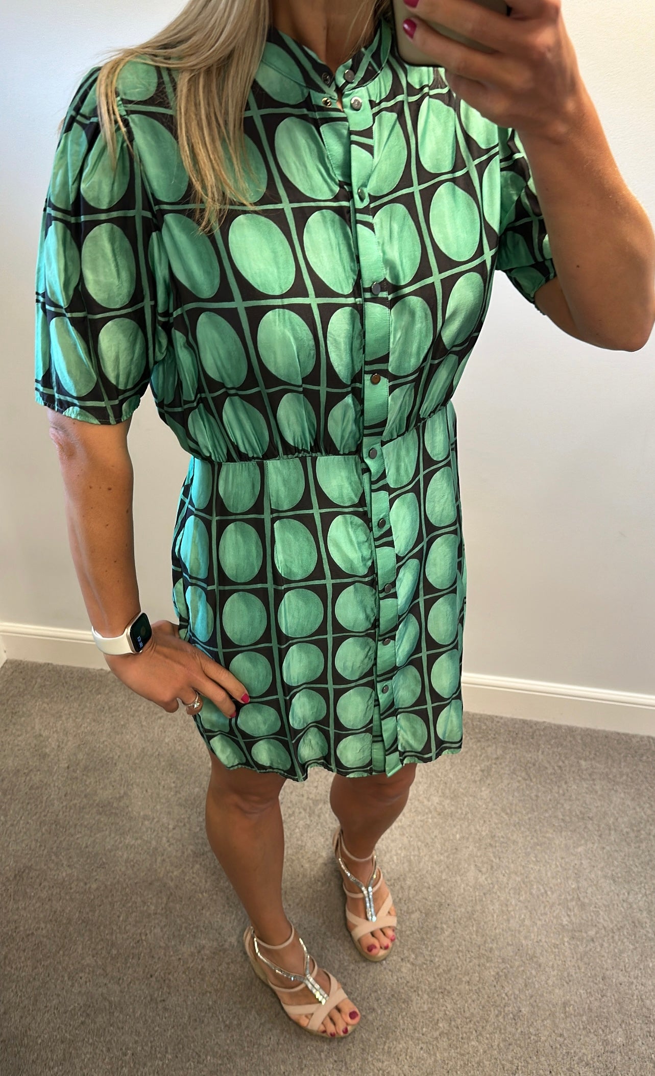 Zara green print dress size L would fit upto size 14