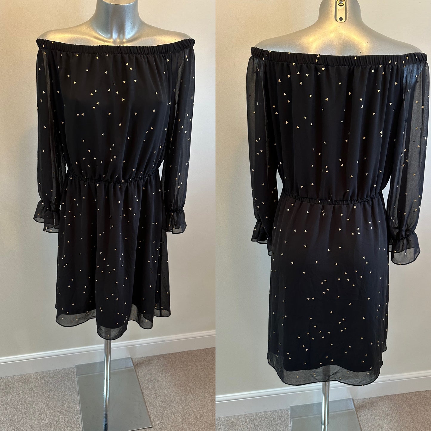 Sosander black and gold off shoulder dress size 12