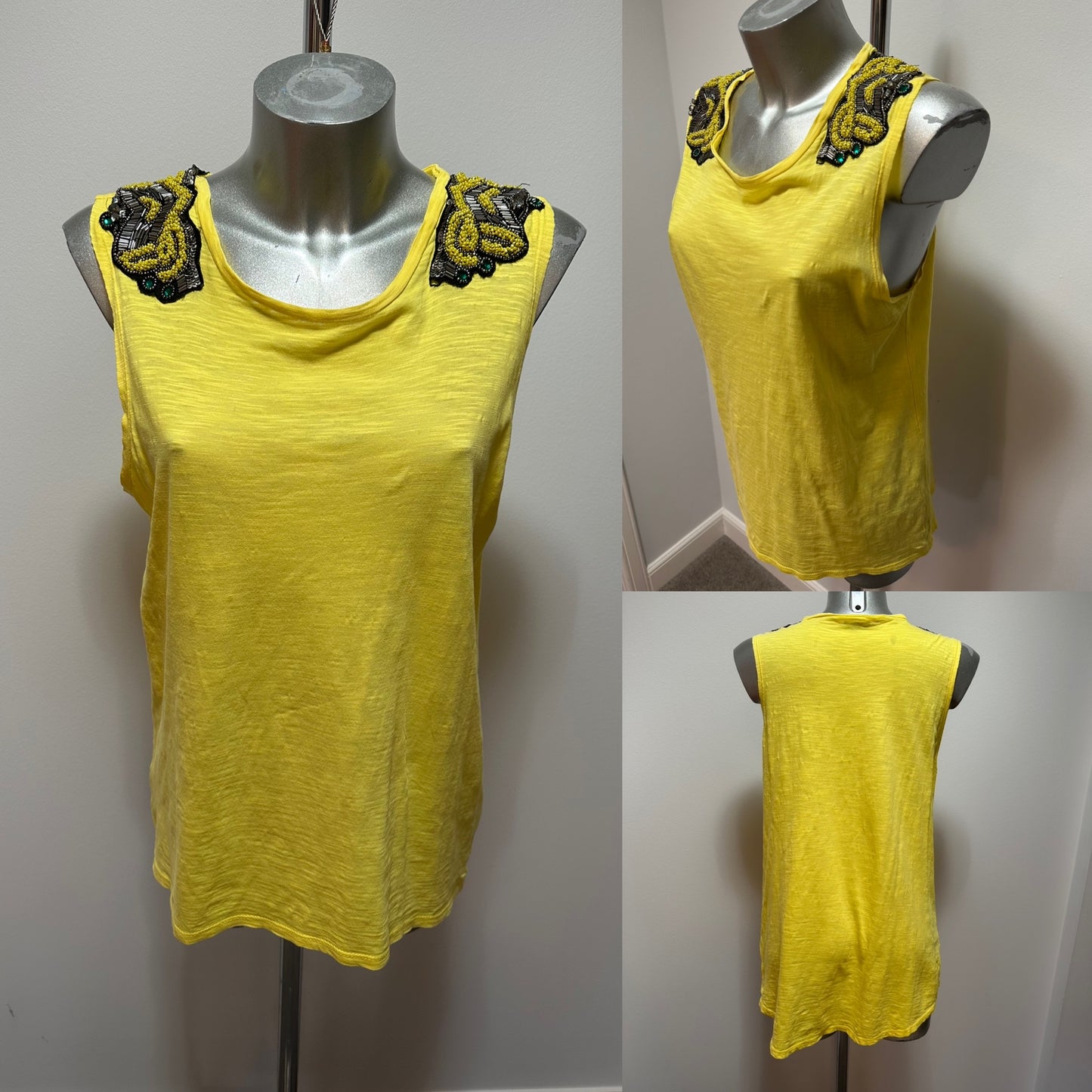 River island yellow embellished vest top size 10