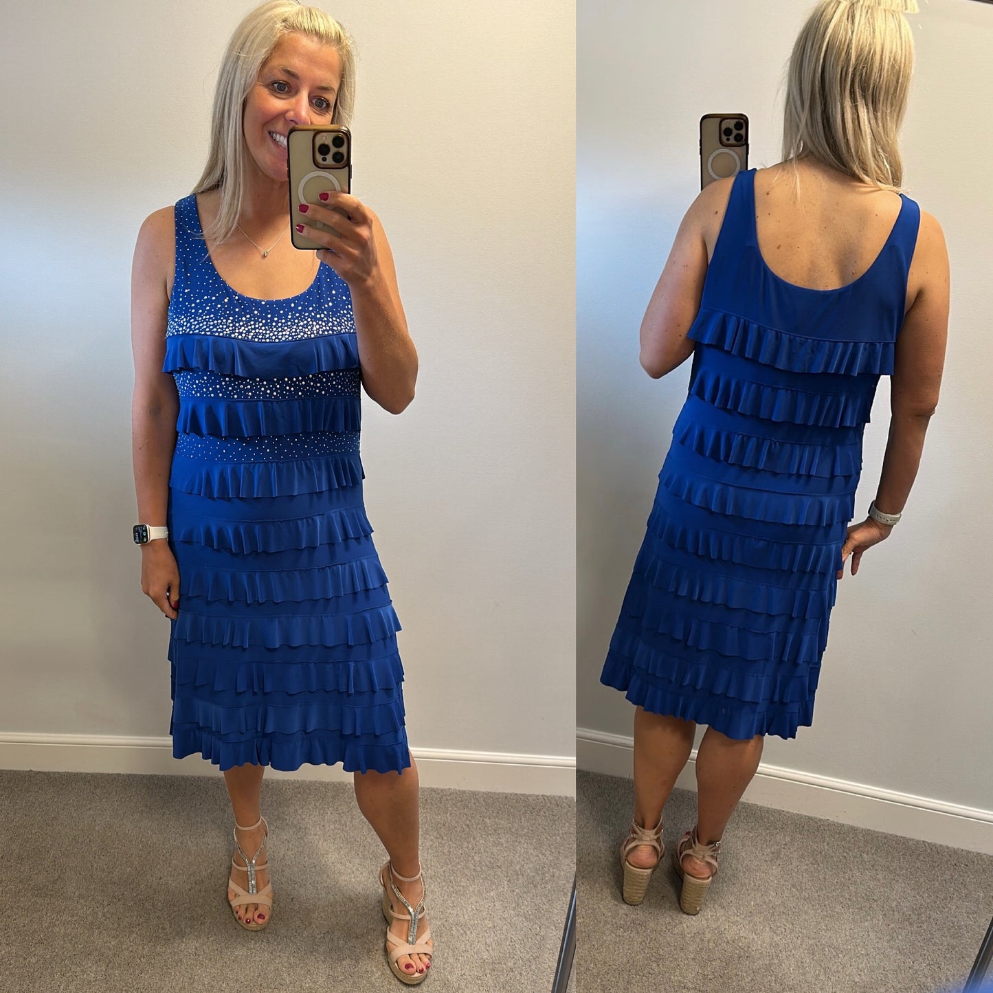 Alparadise blue embellished ruffle dress size XL would fit upto size 18