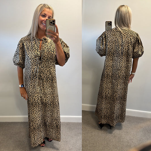 Pieces brown / black animal print dress size XL fitting upto size 18 brand new with tags