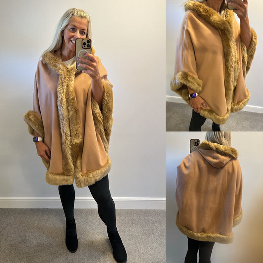 R & J fashion camel coloured poncho / shawl brand new without tags