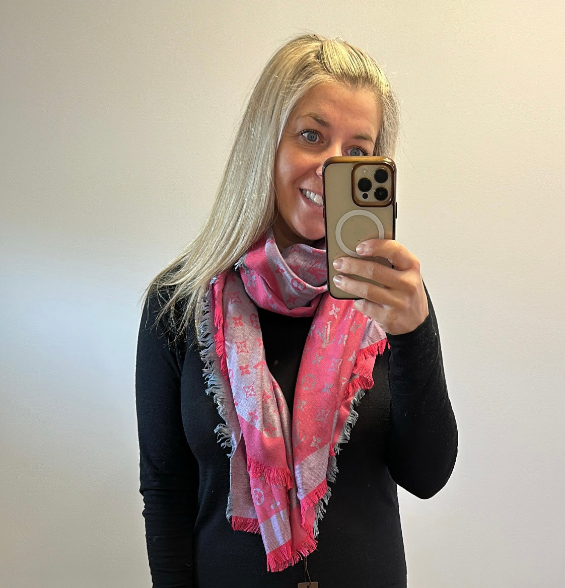 Pink monogram 2 toned scarf brand new