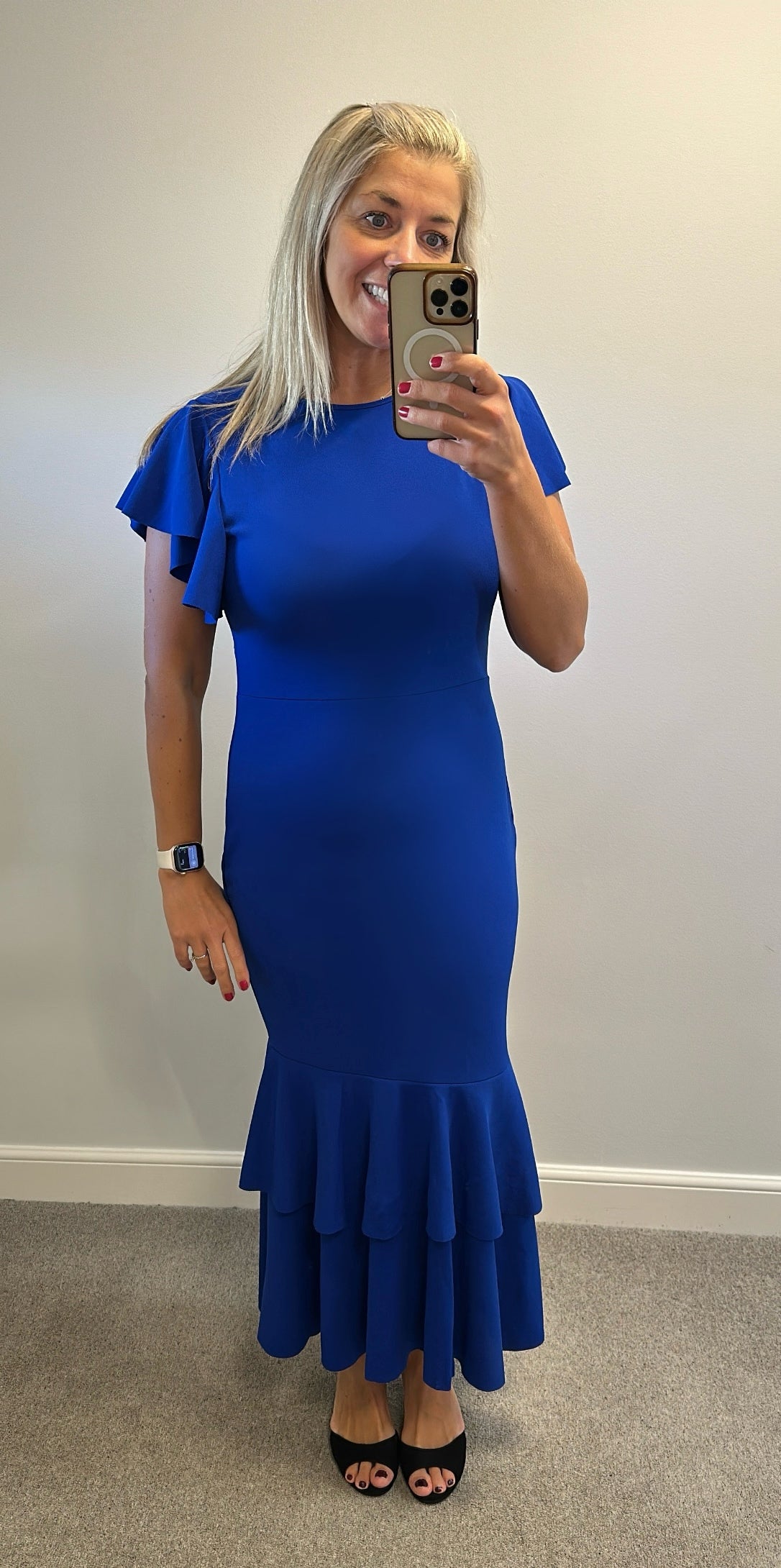 Blue long evening dress size 12-14