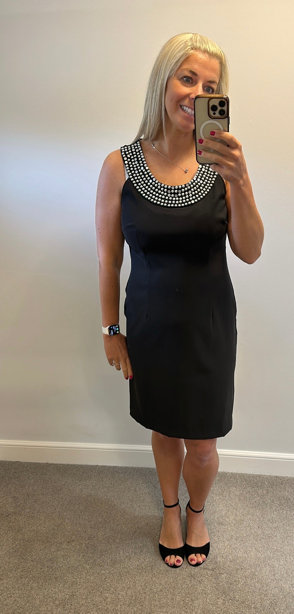 Connected apparel Black embellished dress size 12