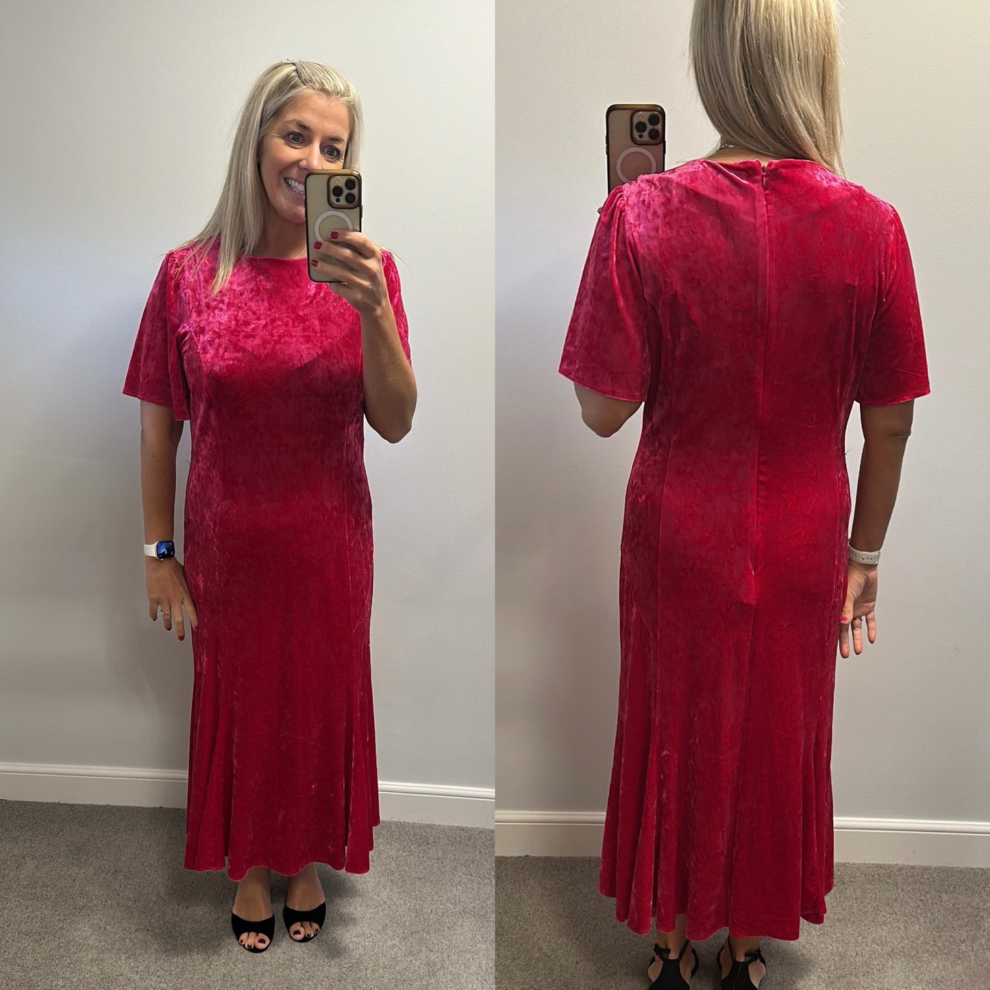 Topshop pink velvet dress size 16