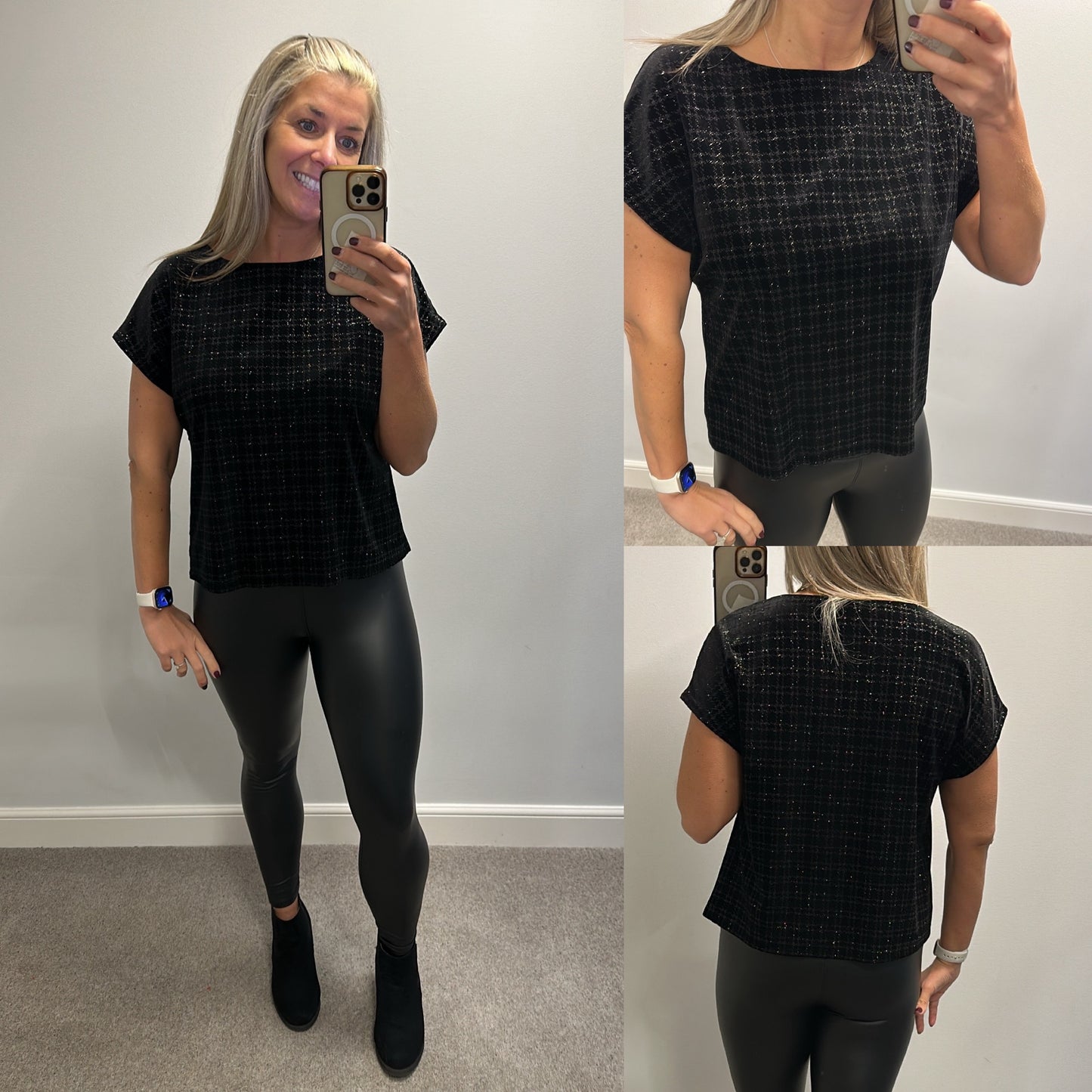 Next black velvet shimmer top size 16 petite