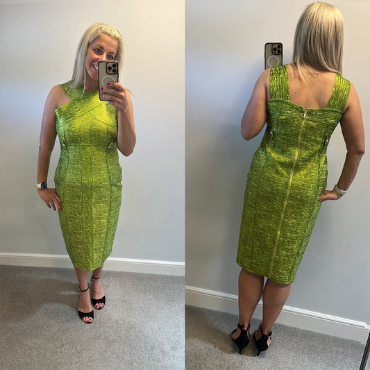 Karen Millen green dress size L would fit upto size 16 brand new with tags