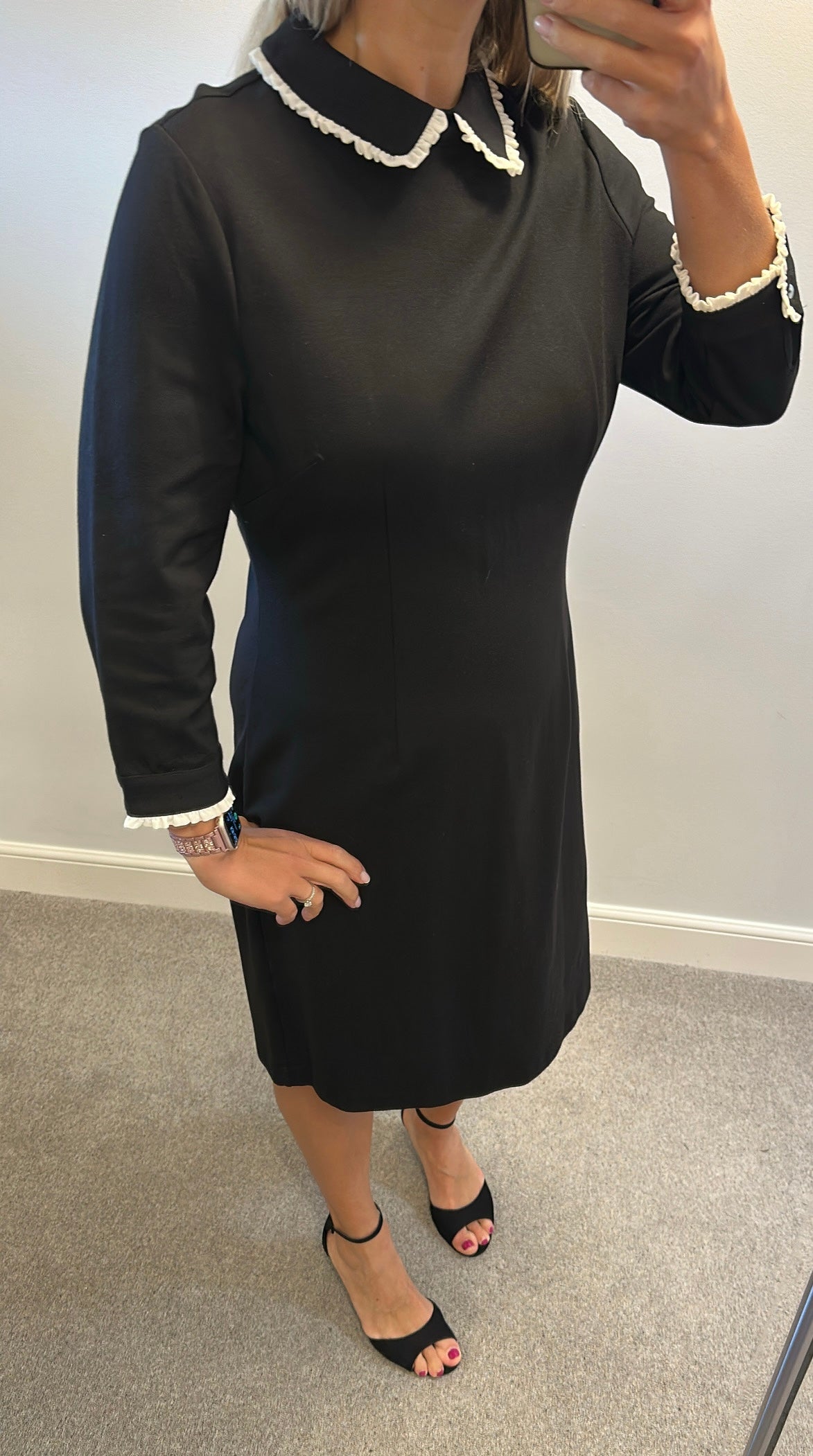 Monsoon black collared dress size 18