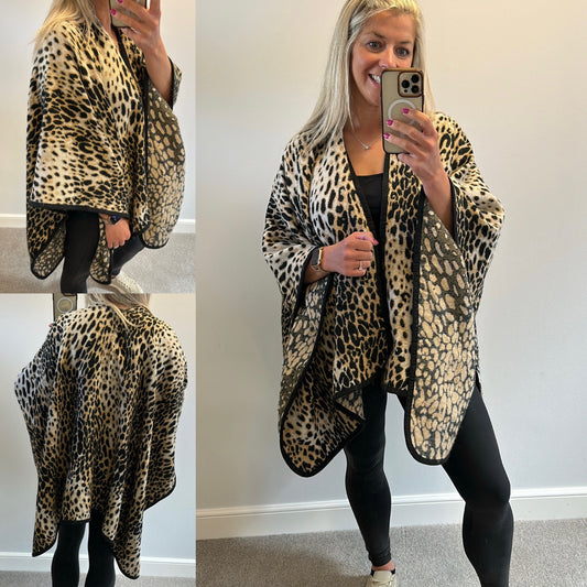 Animal print poncho one size