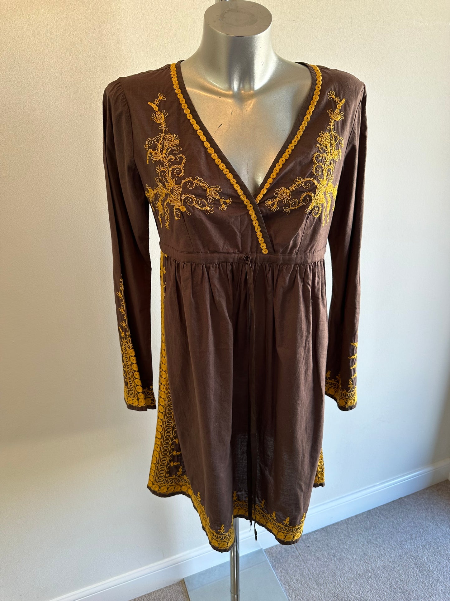 Lucky brand embroidered cotton dress size S (8-12)