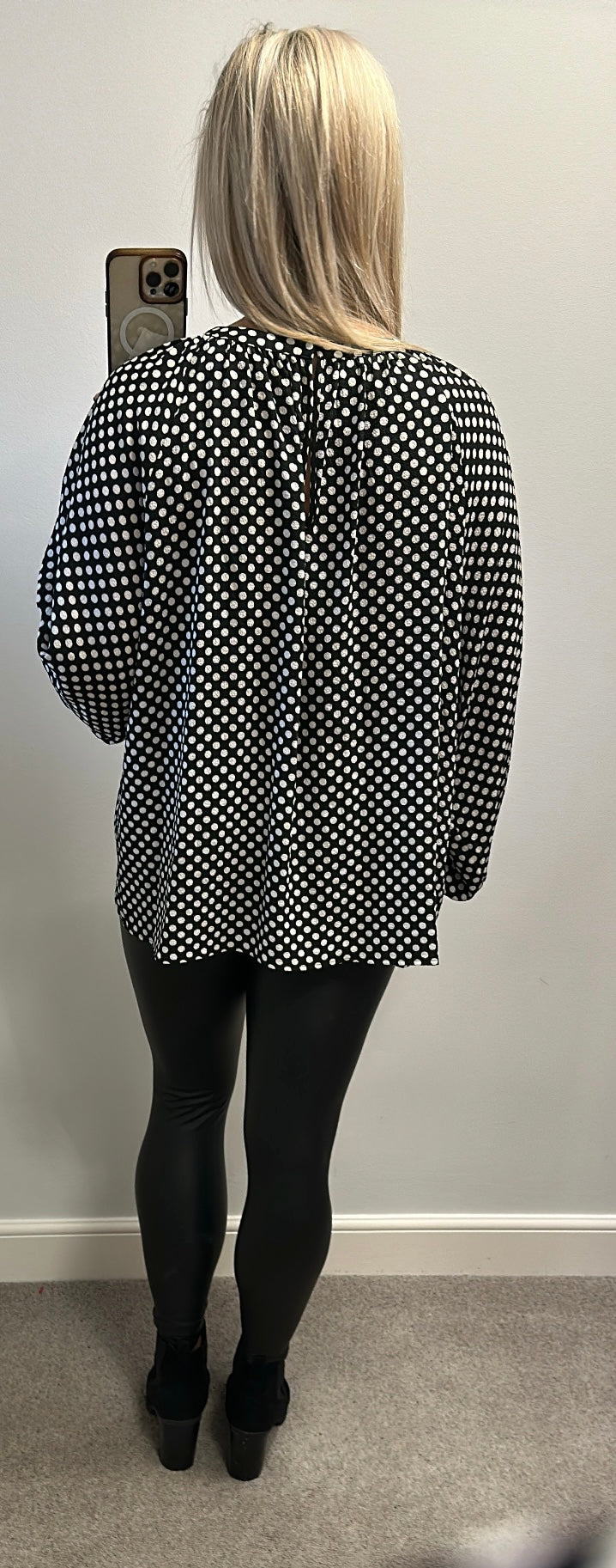 Marks and Spencer’s black polka dot blouse size 18