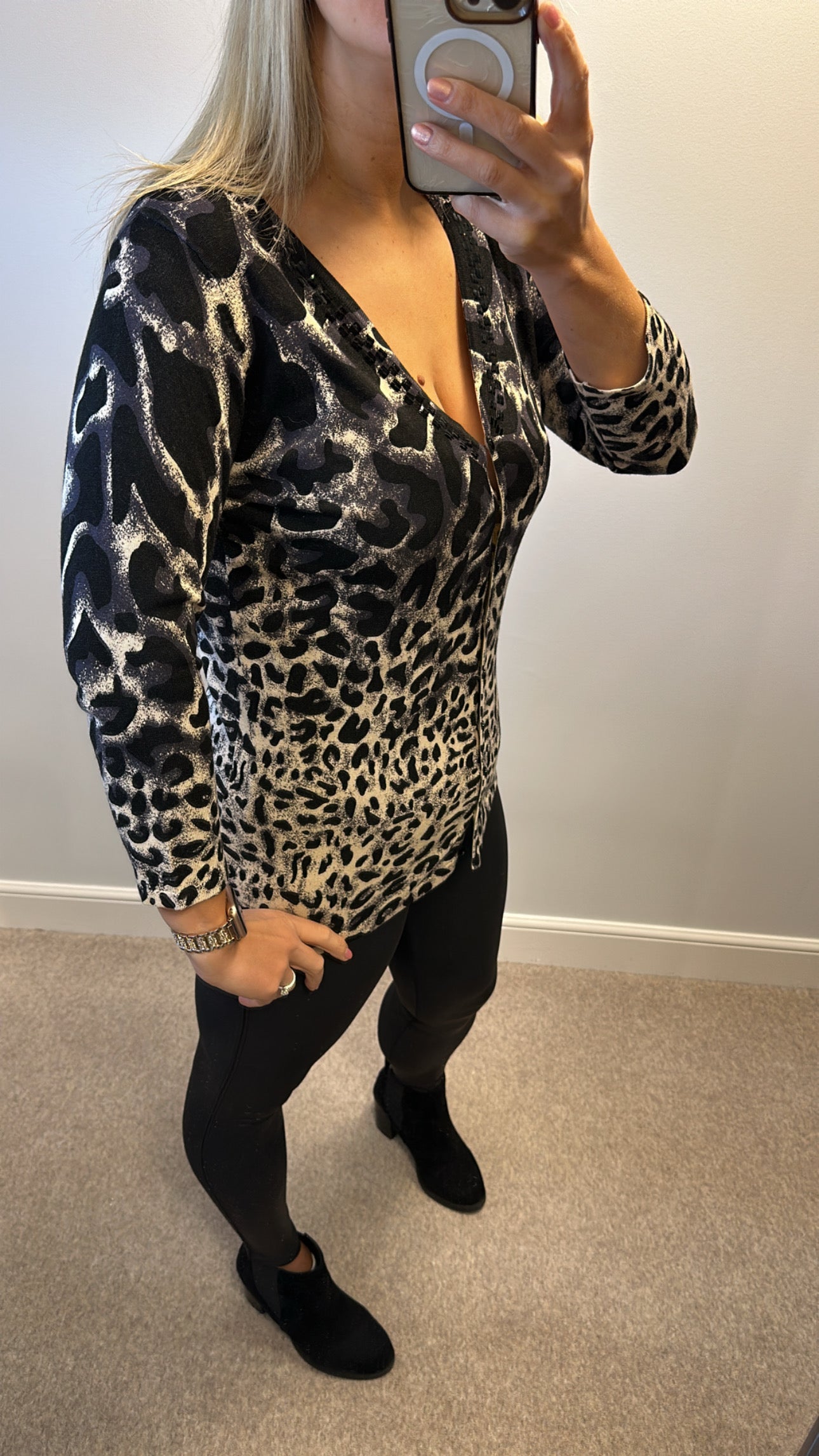 Joanna hope animal print cardigan size 12