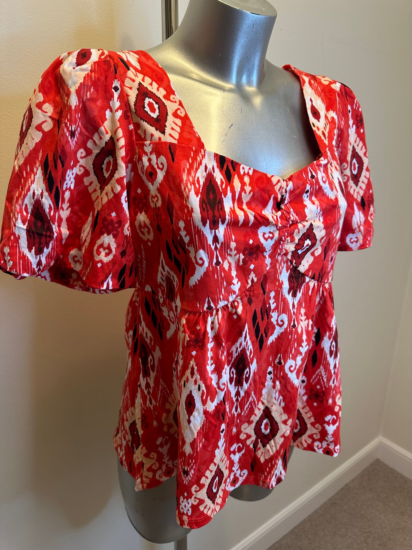 Monsoon red multi print top size 12