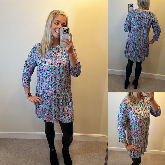 Joules grey floral print dress size 14