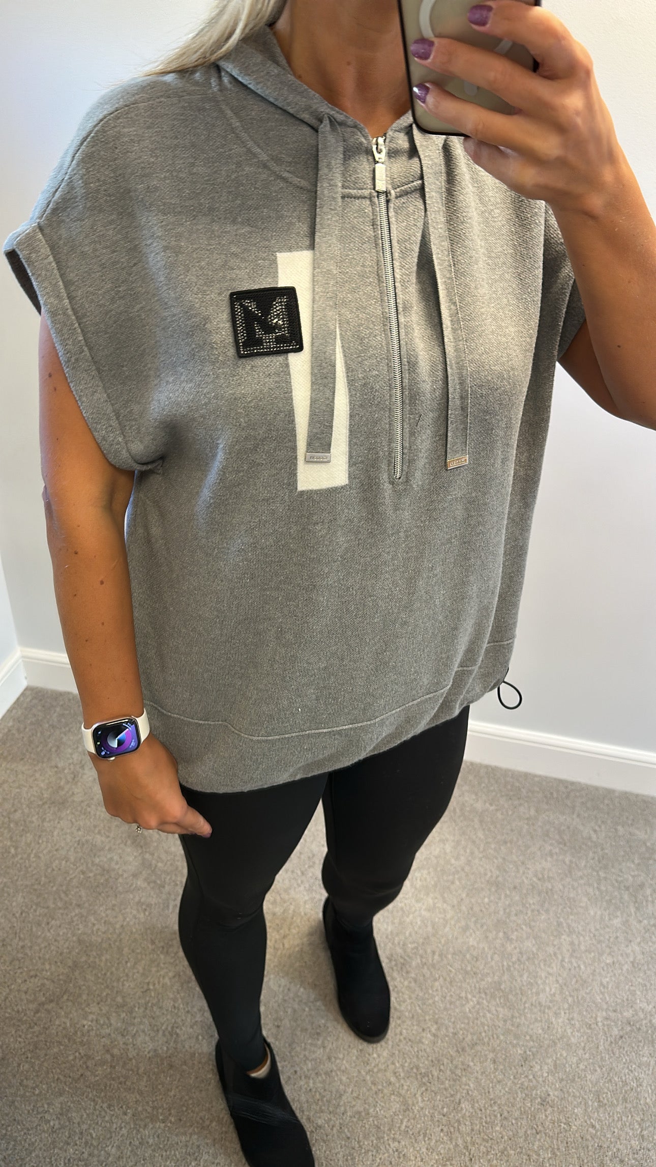 Monari grey knit top size 42 would fit upto size 16