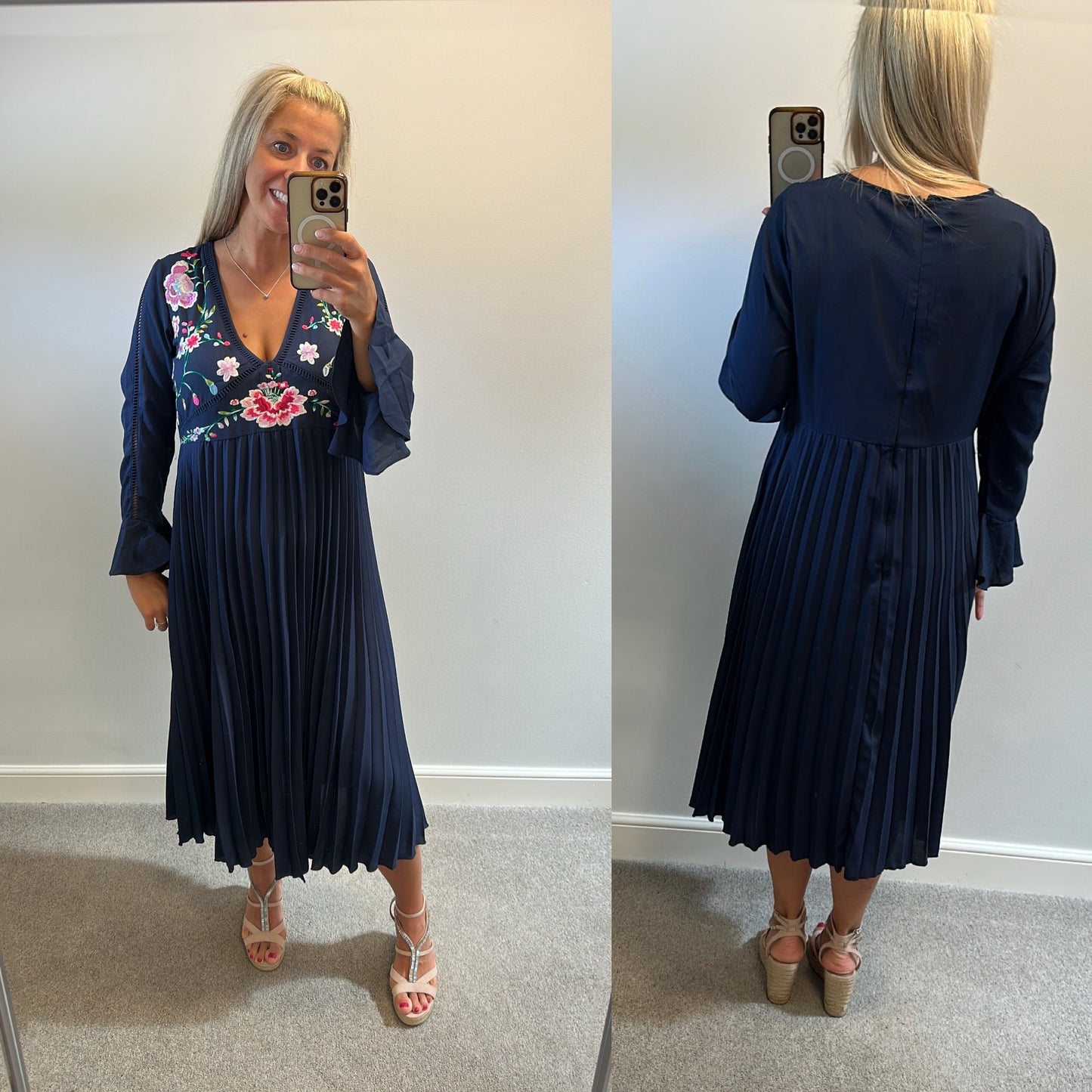 ASOS navy embroidered dress size 18