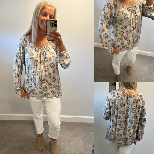 Fat face floral print long sleeve top size 18