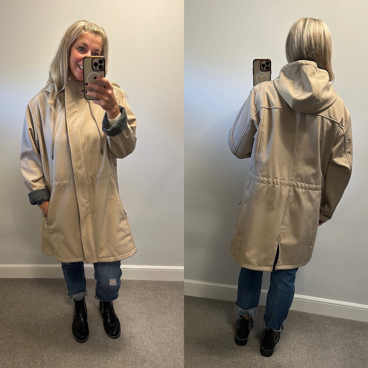 Outdoor ventures beige jacket with toggles to sinch in at the waist size XXL would fit upto size 18
