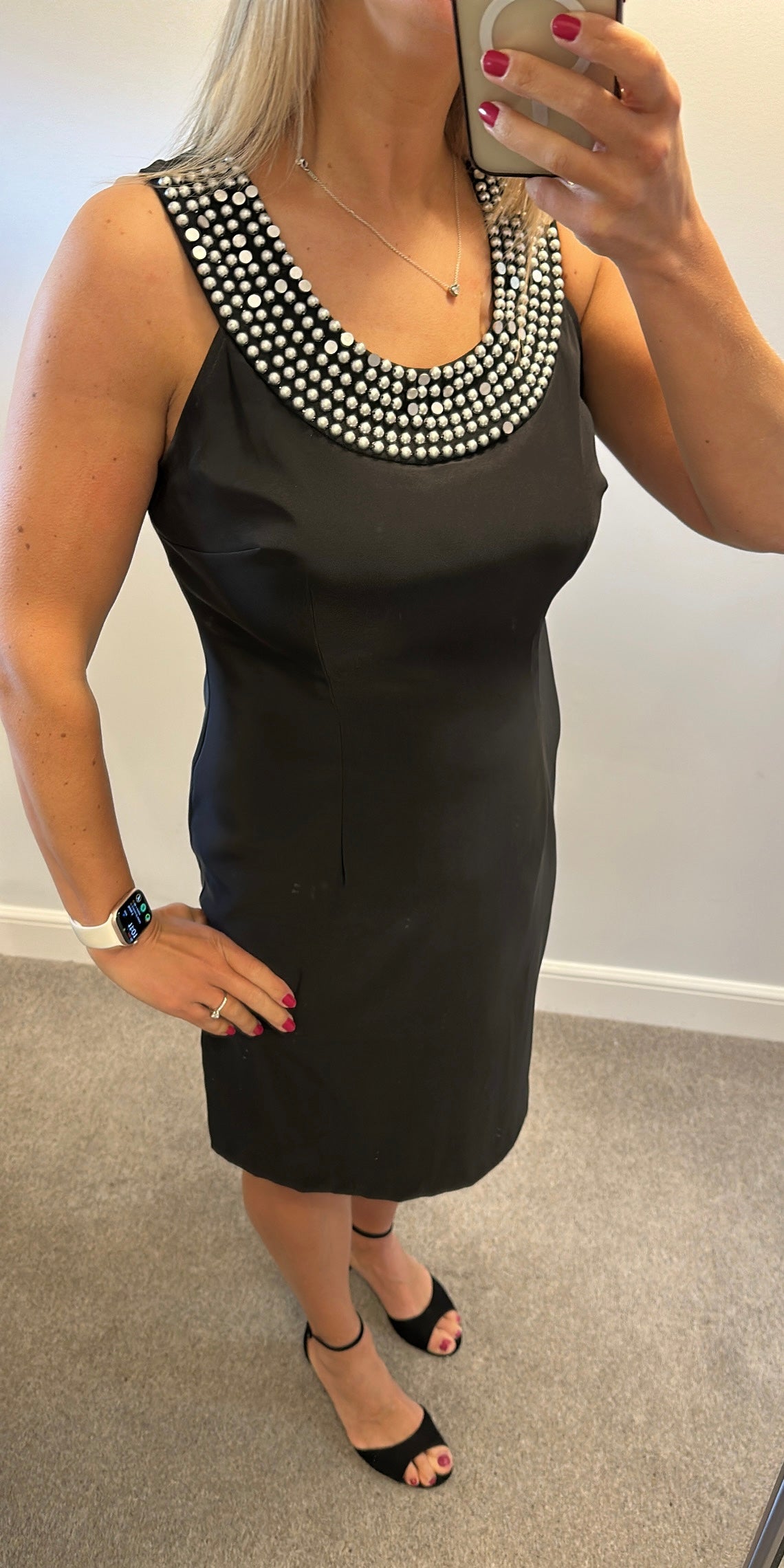 Connected apparel Black embellished dress size 12