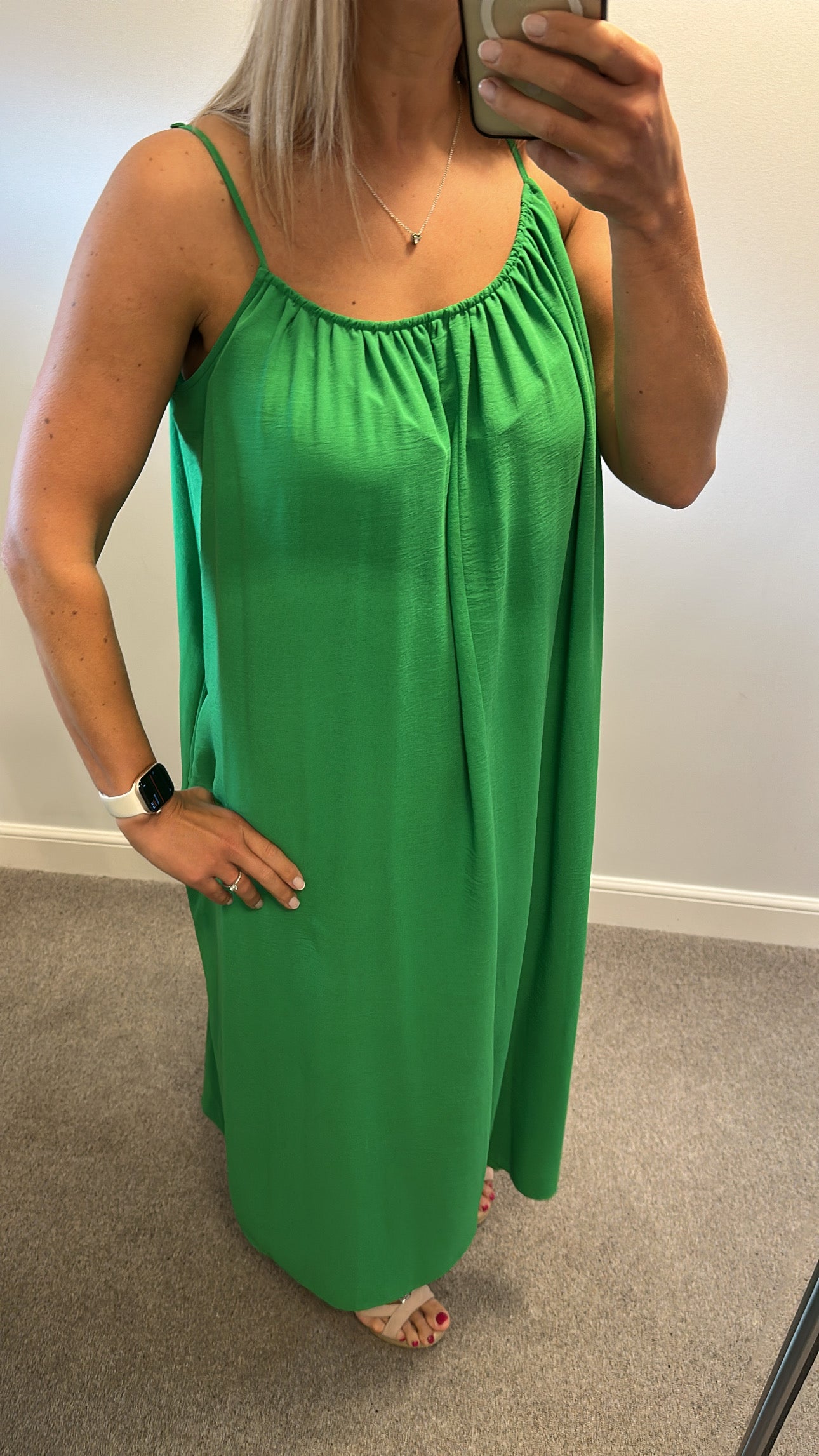 Primark Green floaty summer dress with pockets size 12
