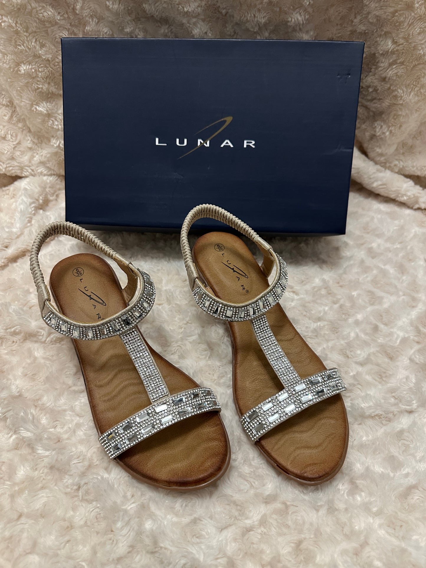 Lunar silver rhinestone embellished sandals size UK 6 brand new