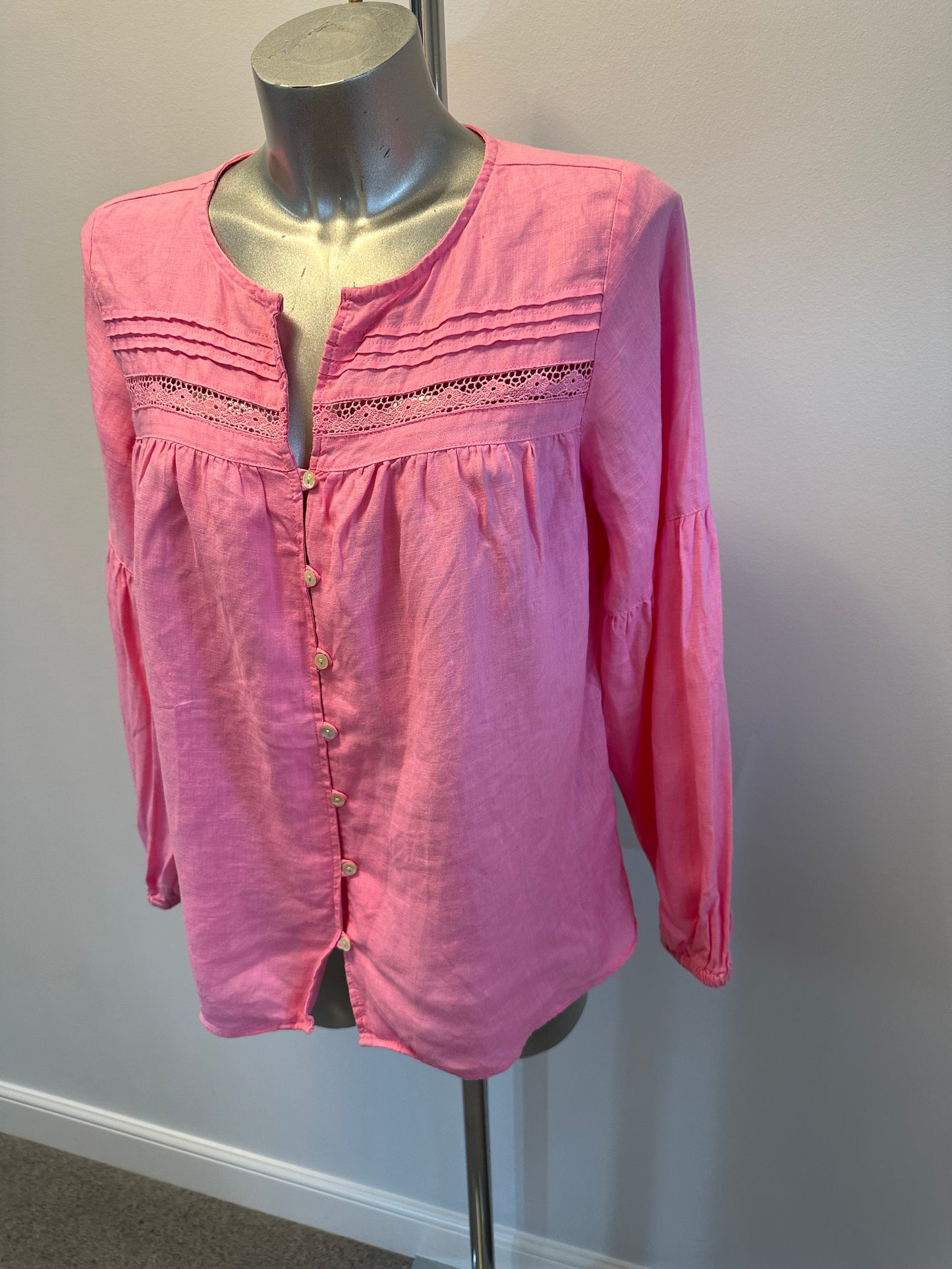 Pure linen pink shirt size 10
