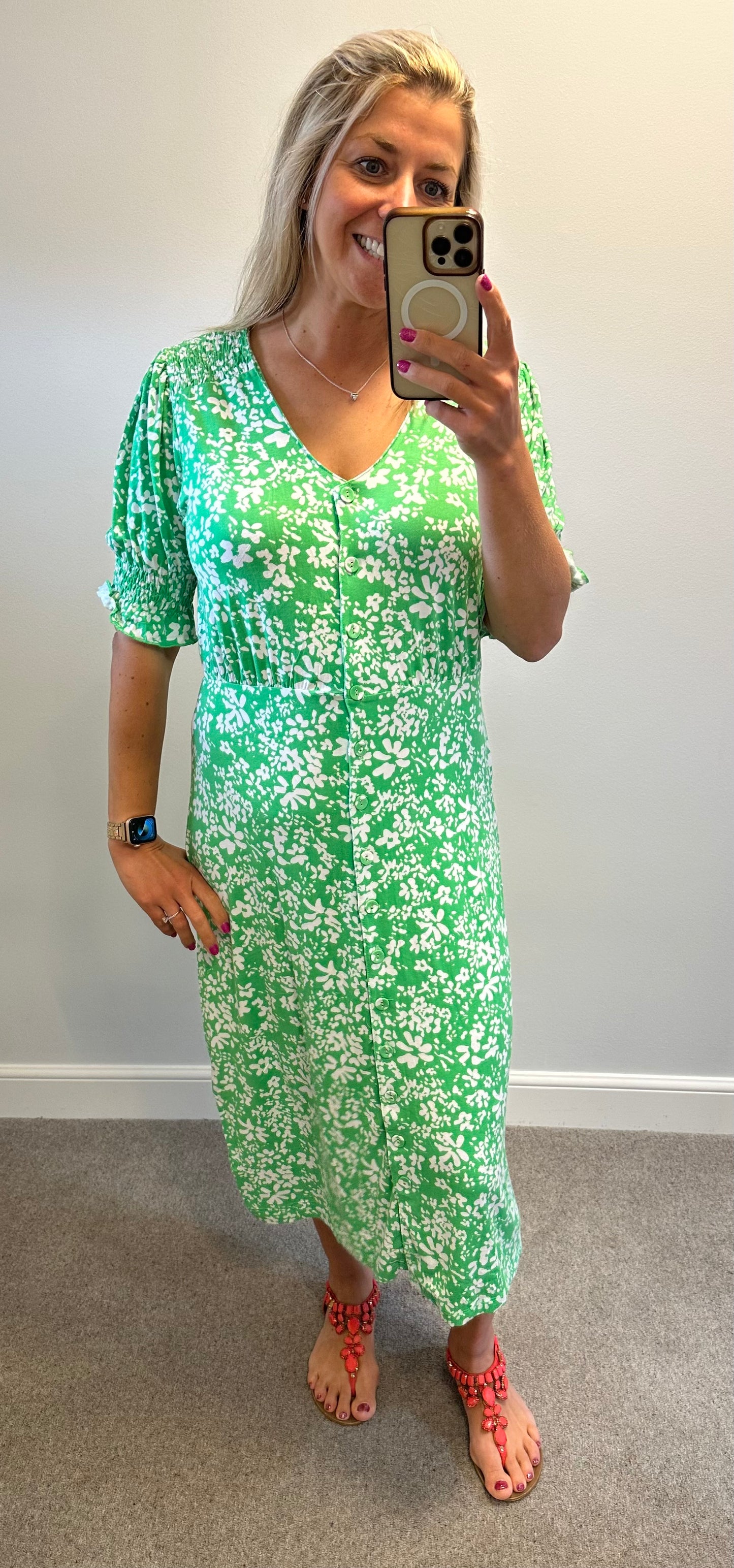 French connection green print dress size 12 brand new with tags