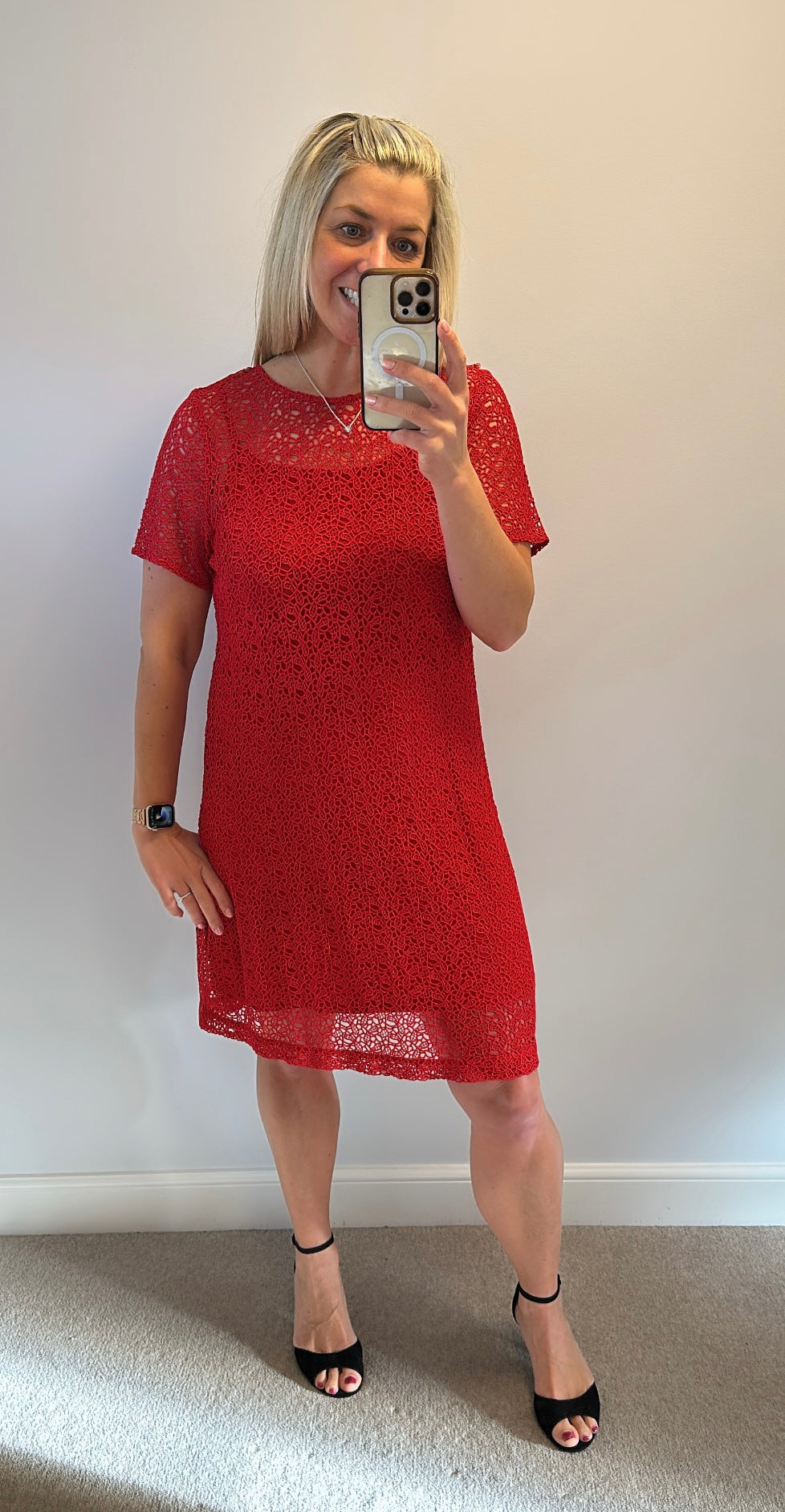 Coast red lace dress size 16