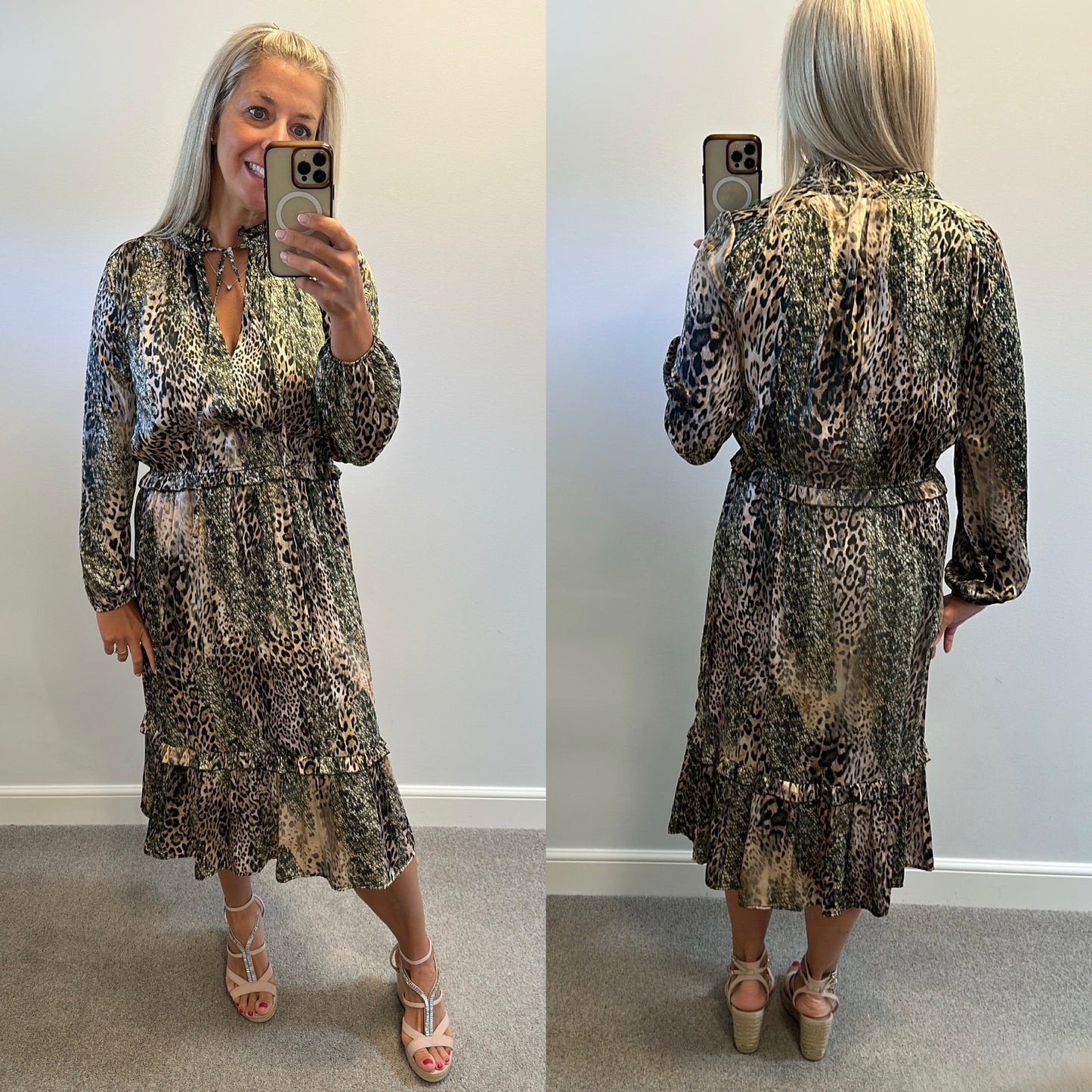 Next animal print midi silk style dress size 14