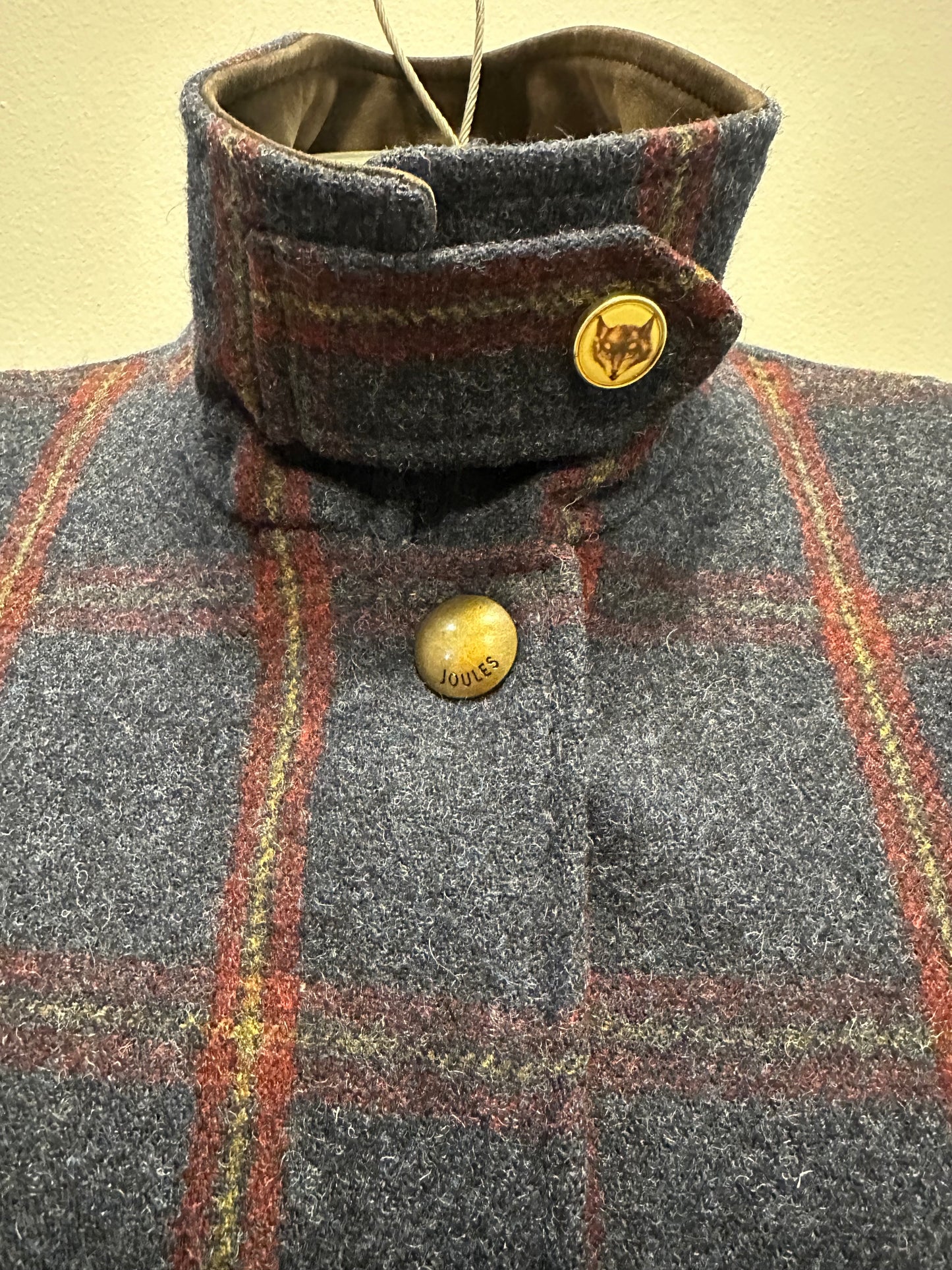 Joules navy field checked coat size 10