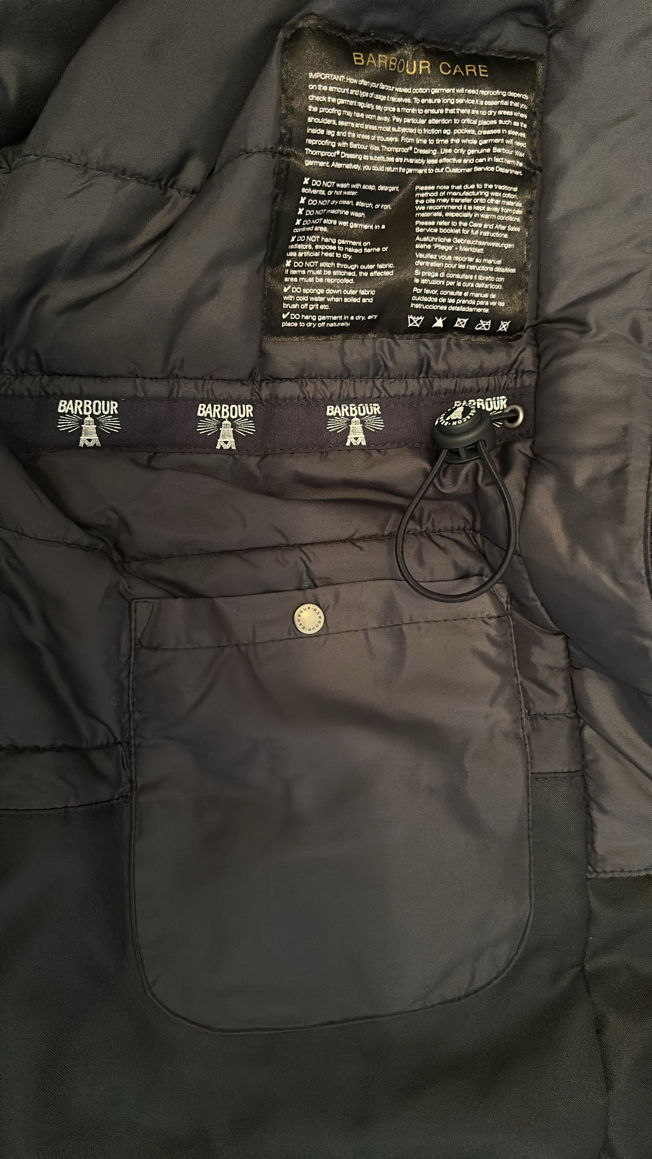 Barbour navy jacket size 12