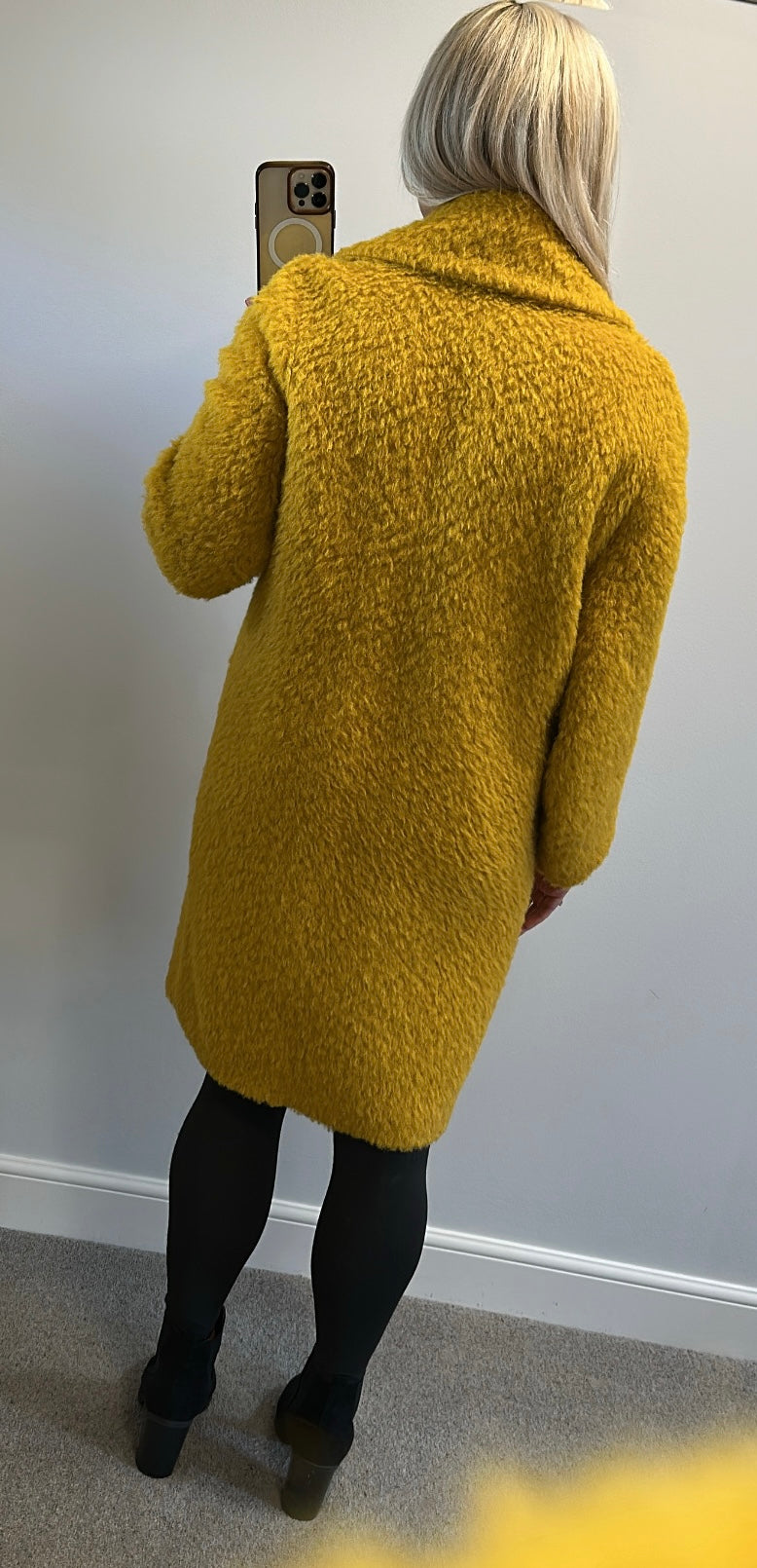 Beatrice mustard yellow wool coat size M would fit upto size 14