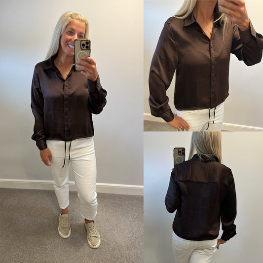 Zara  brown silk style shirt brand new with tags size M (UK 8-14)