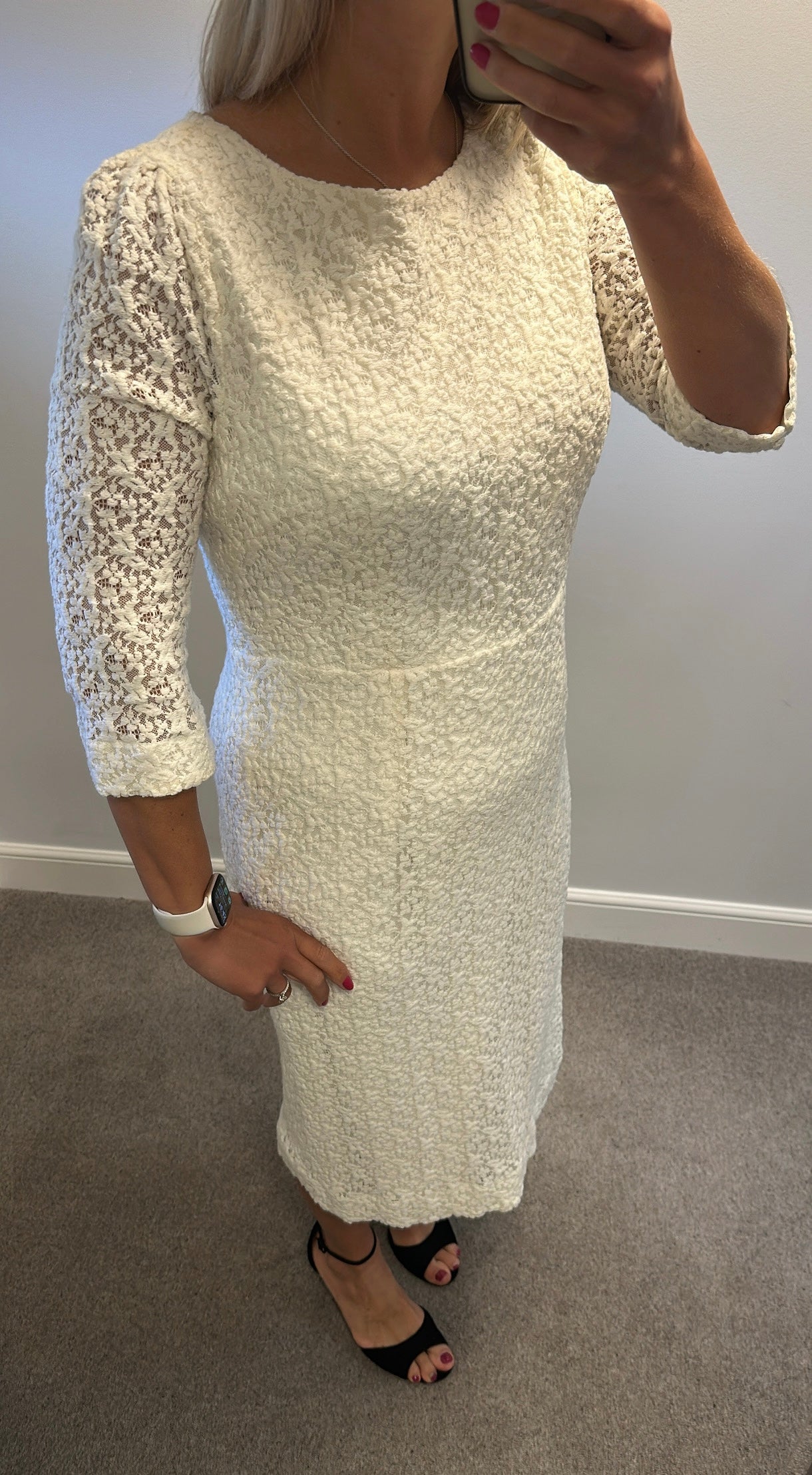 Monsoon cream midi dress size 16