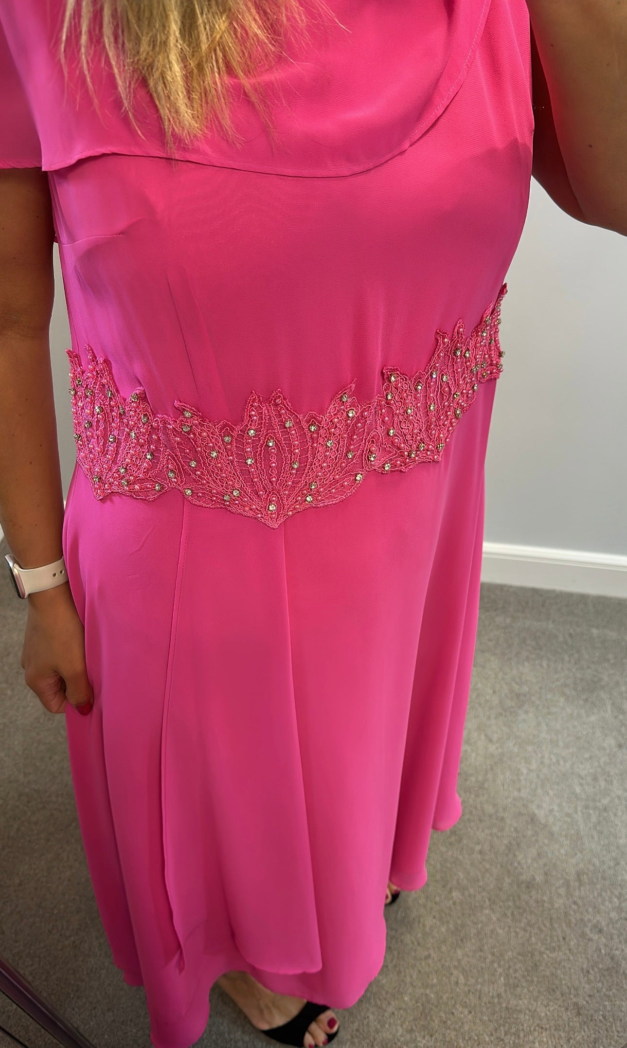 Lizabella hot pink embellished floaty dress size 18 worn once for few hours
