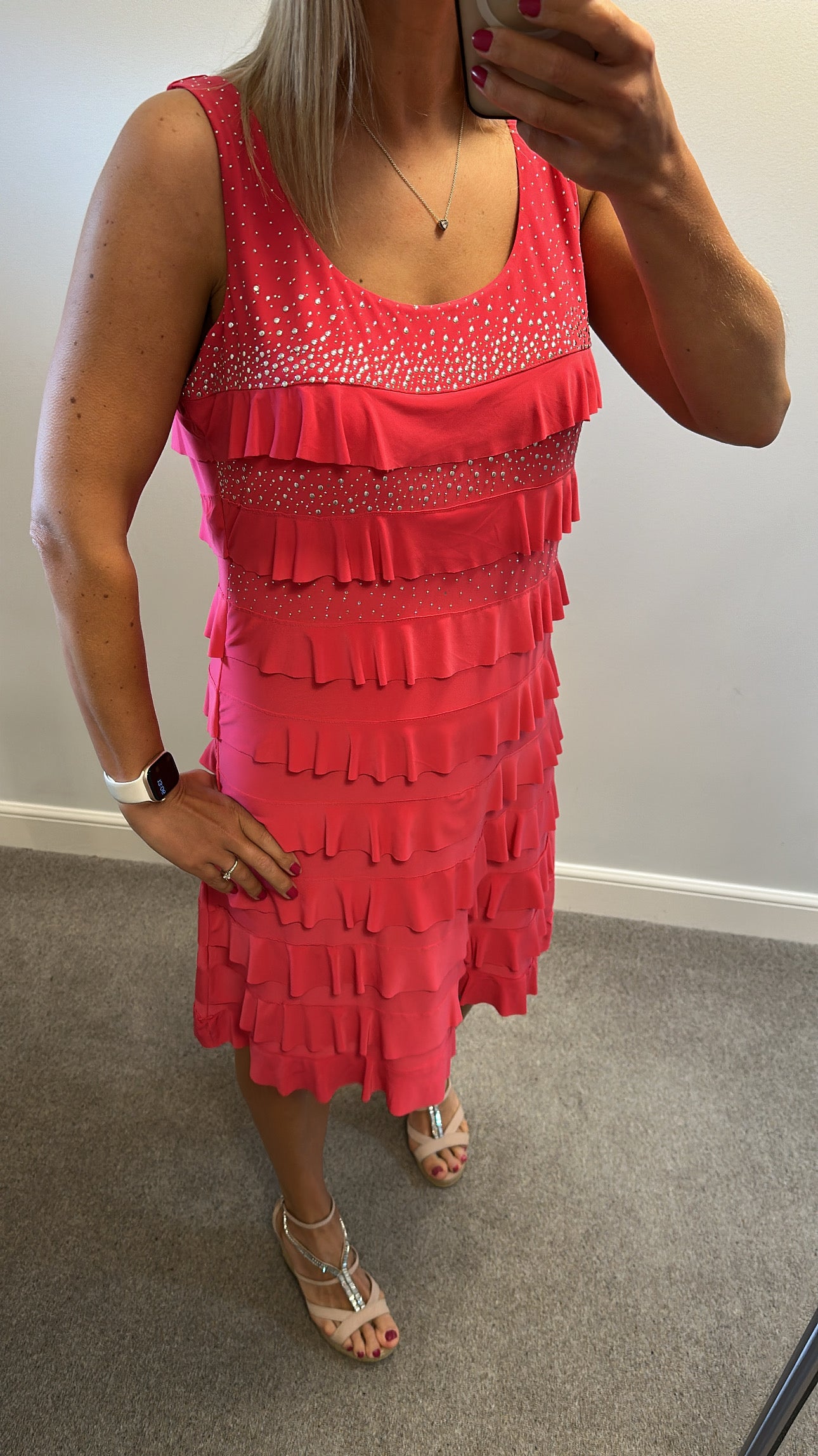 Alparadise pink embellished ruffle dress size XL would fit upto size 18