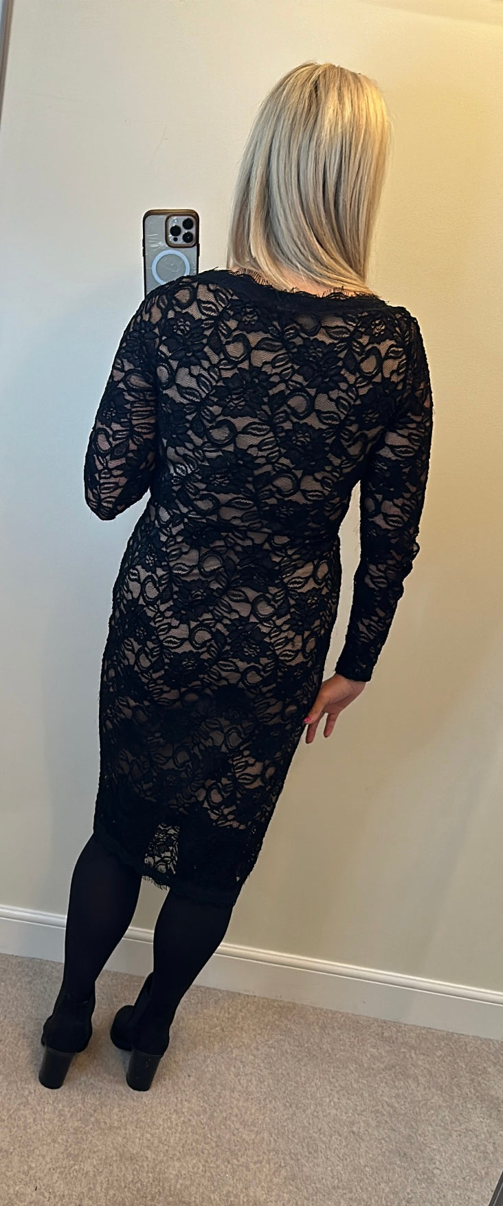 Moda black lace dress size 14