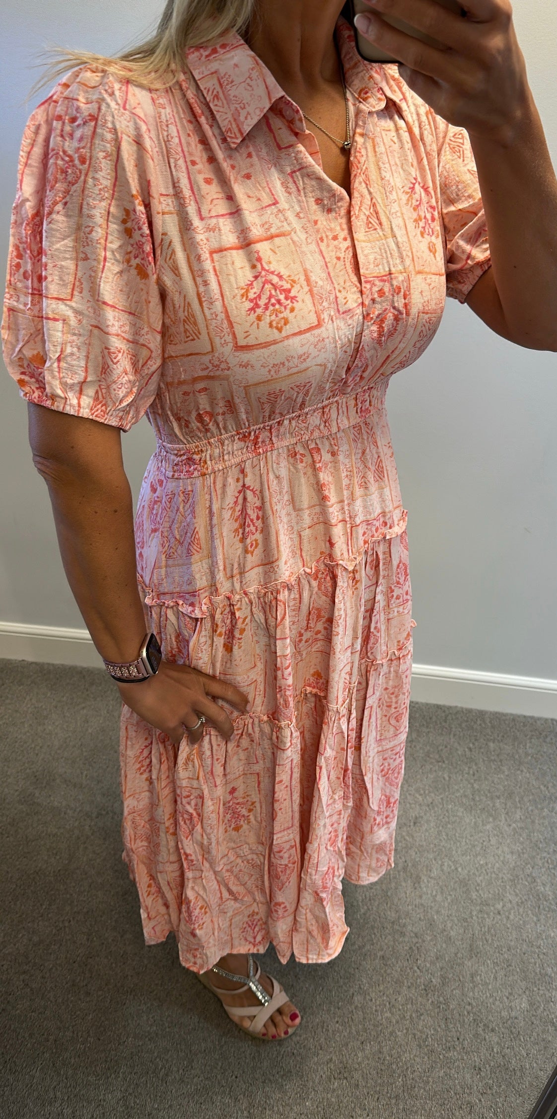 Valleygirl rose pink print dress size 12