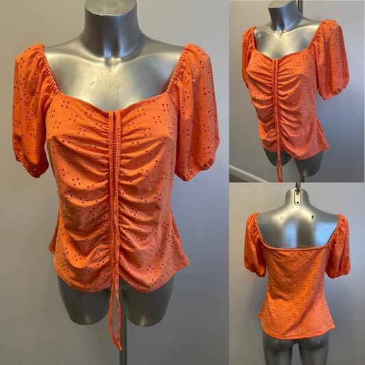 Monsoon orange embroidered off shoulder top size M would fit upto size 12