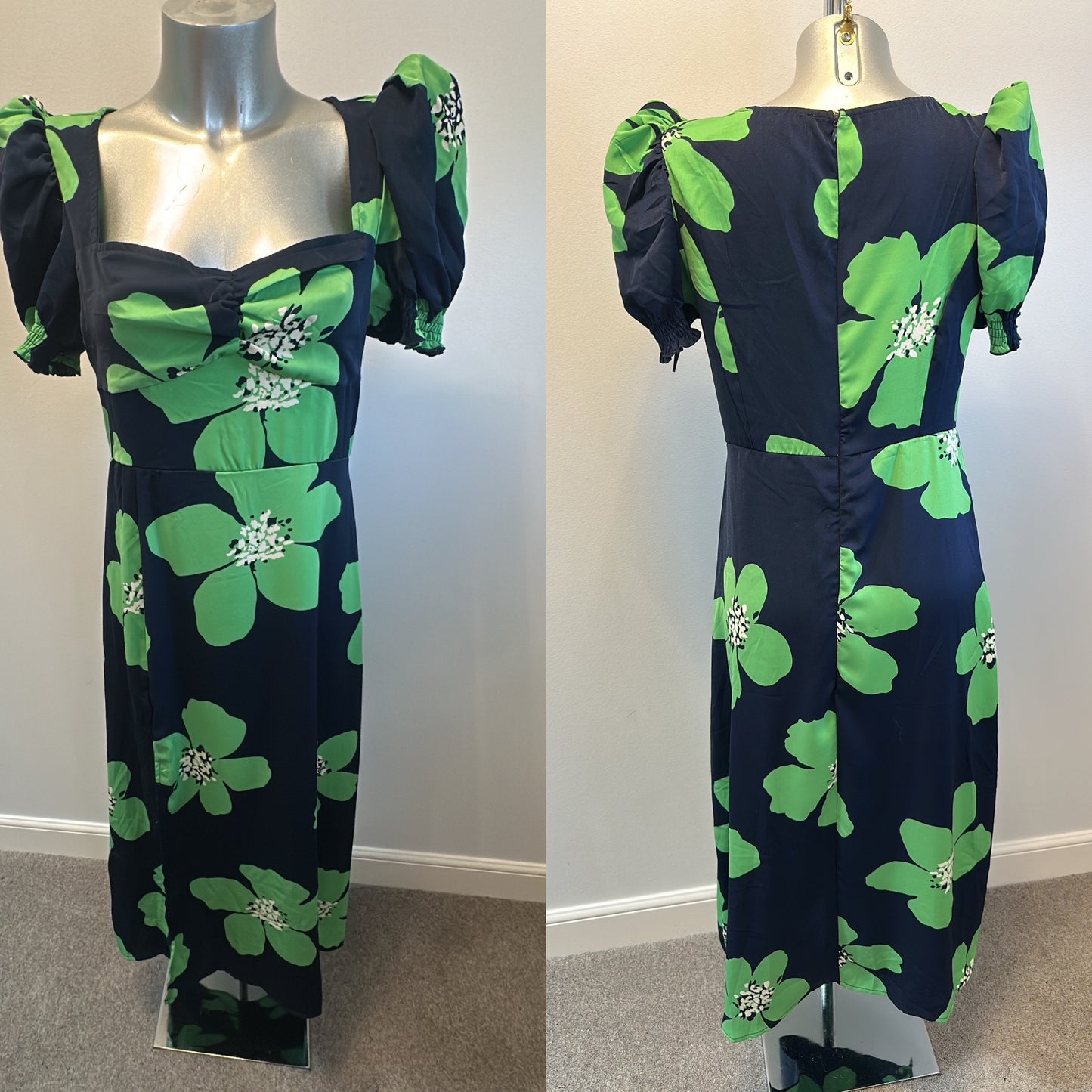 Girl in mind navy and green floral dress size 12 brand new with tags