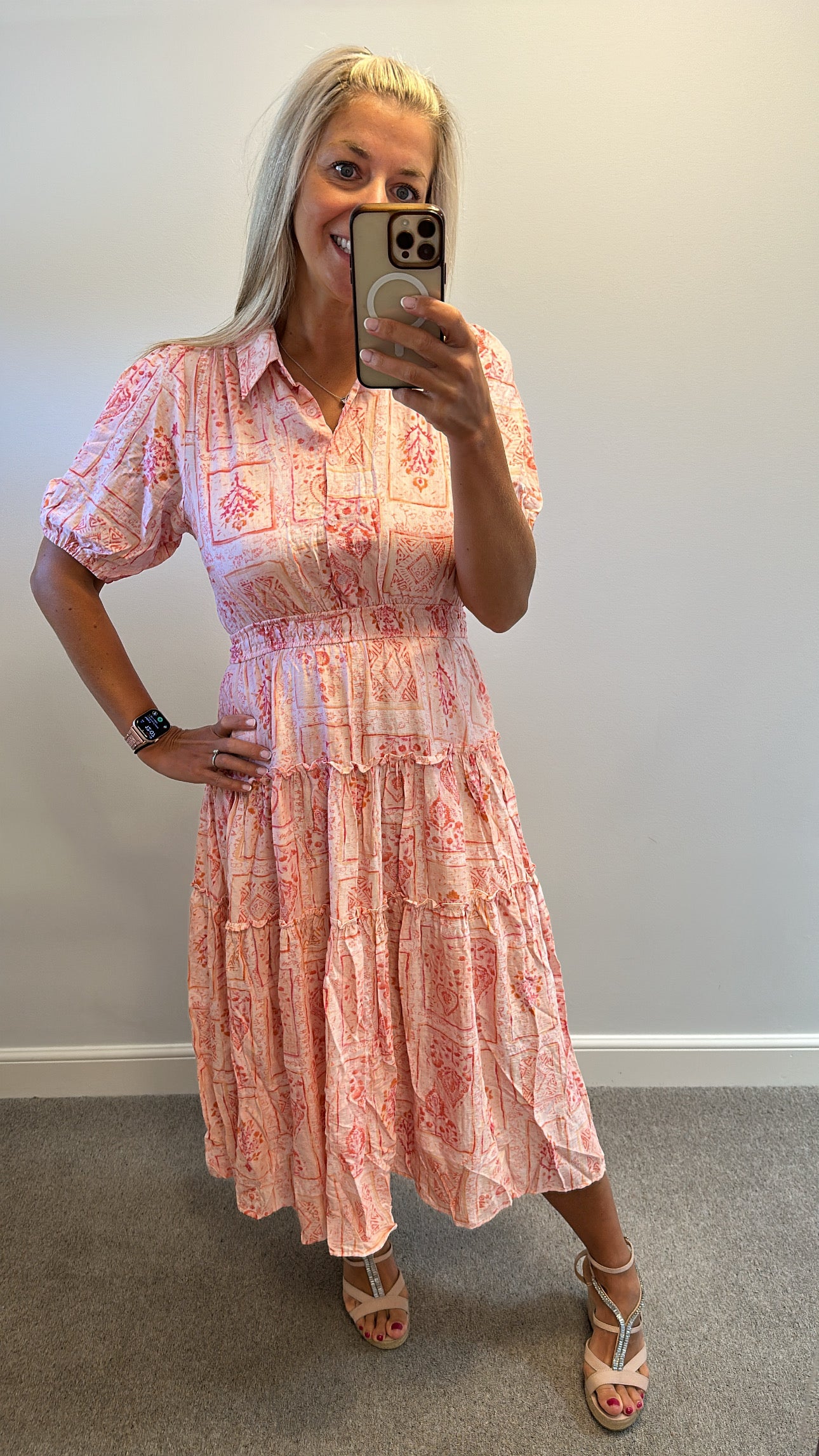 Valleygirl rose pink print dress size 12