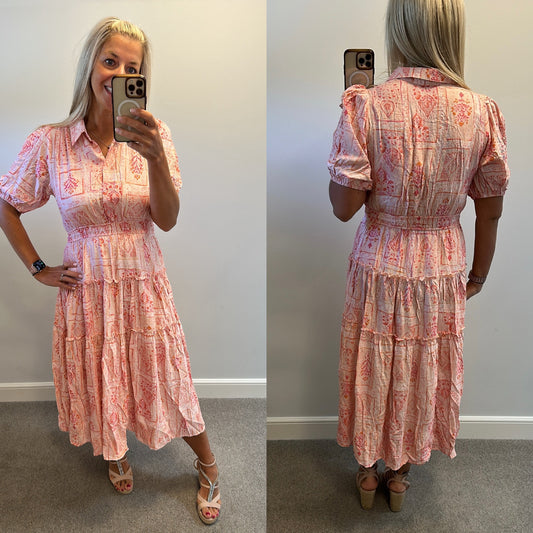Valleygirl rose pink print dress size 12