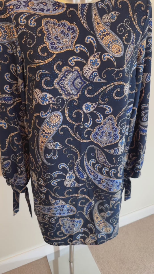 H&M navy paisley print dress size 10